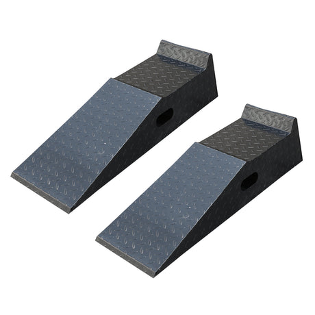 heavy duty metal vehicle ramps 2 pack with 6500kg per ramp capacity, 94cm steel loading ramps, anti-slip diamond plate surface and side handles for cars, trucks, forklifts and warehouse service work
