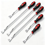 6-Piece Pry Bar Set with Hardened CR-V Steel Forked Tips, 9.25-Inch and 19.09-Inch Nail Puller Tools, Non-Slip Handles for Automotive and DIY Repairs