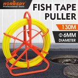 fiberglass fish tape wire puller 130m 6mm cable pulling tool with reel stand brake handle non conductive electrician conduit wiring kit