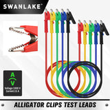 1.2m alligator clip test leads set with insulated silicone wires for multimeter and circuit testing – 1000V 15A rated professional tool.