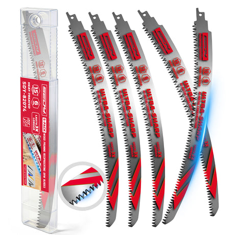 15 inch reciprocating saw blades wood pruning 6 TPI bi metal curved edge sawzall blades for wood cutting 5 pack