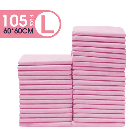 VaKa Pet disposable puppy pee pads, 60 x 60cm, 6-layer absorbent leakproof dog training pads in pink or blue, 105 or 210 count