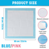 VaKa Pet disposable puppy pee pads, 60 x 60cm, 6-layer absorbent leakproof dog training pads in pink or blue, 105 or 210 count