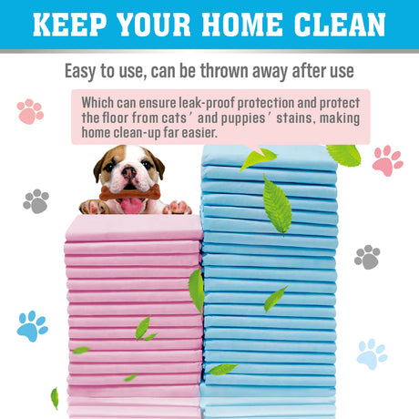 VaKa Pet disposable puppy pee pads, 60 x 60cm, 6-layer absorbent leakproof dog training pads in pink or blue, 105 or 210 count