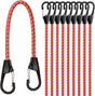 10 piece 18 inch bungee cord set with carabiner clips 9mm heavy duty elastic rope straps for cargo tie down outdoor use