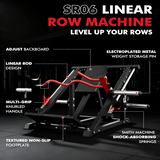 plate loaded linear row machine seated row trainer with adjustable backrest multi grip handles home gym back workout equipment