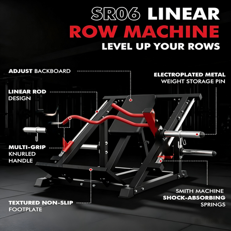 plate loaded linear row machine seated row trainer with adjustable backrest multi grip handles home gym back workout equipment