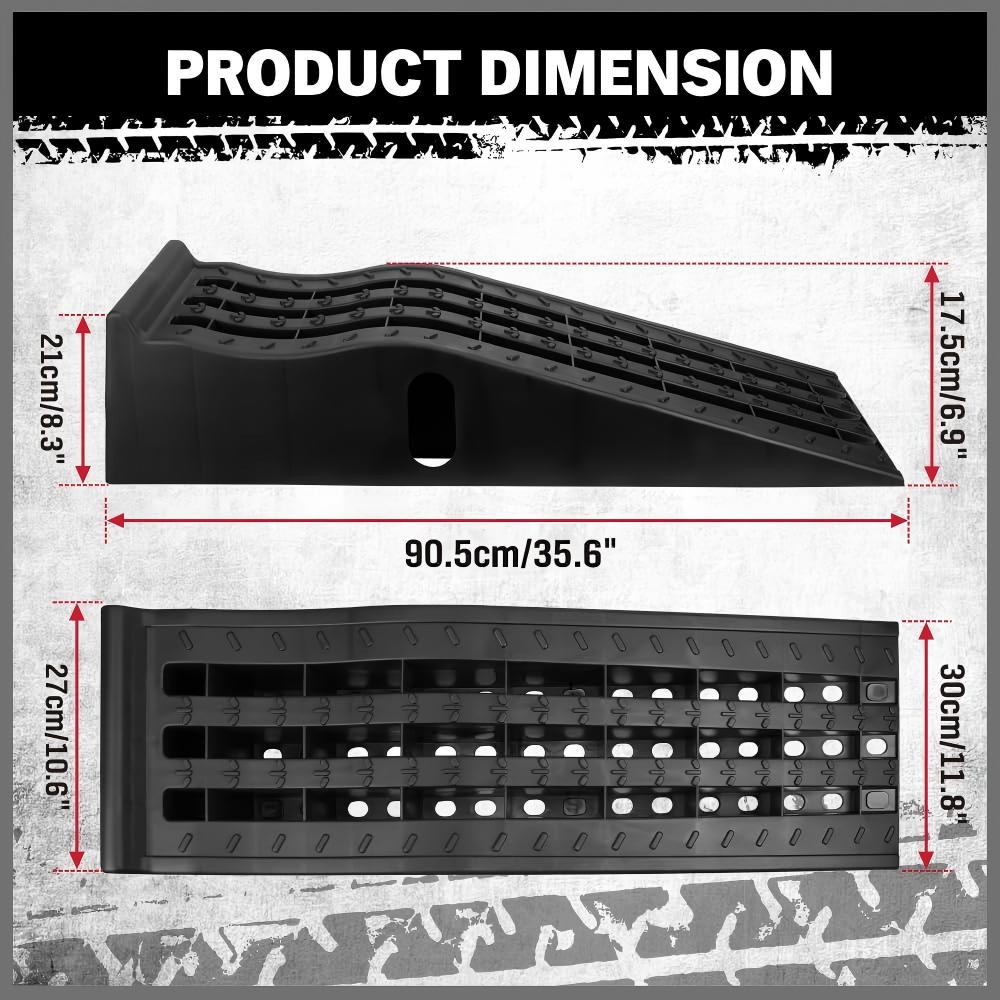 Heavy-Duty A Pair Car Ramps with Non-Slip Surface for Extra-Wide Tire - 2.6 Ton Capiticy