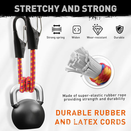 10 piece 18 inch bungee cord set with carabiner clips 9mm heavy duty elastic rope straps for cargo tie down outdoor use
