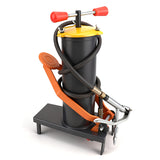 6L black foot-operated grease injector with reinforced hose and metal nozzle