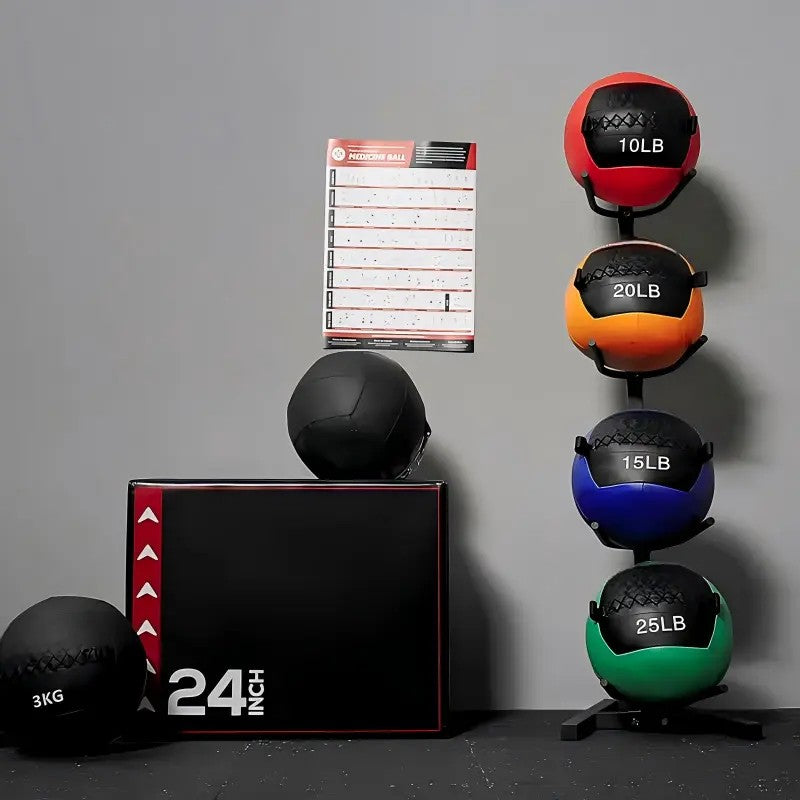 70LB wall ball set with 10, 15, 20 and 25 lb soft medicine balls for core workouts, strength training and home gym exercise