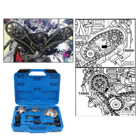10-piece motorcycle crankshaft puller and separator tool kit for engine repair, includes adaptors and removal tools in blue carry case