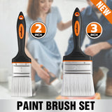 2 inch and 3 inch flat paint brush set with polyester bristles, stainless steel ferrule and plastic handle for paints, stains, acrylics and DIY projects