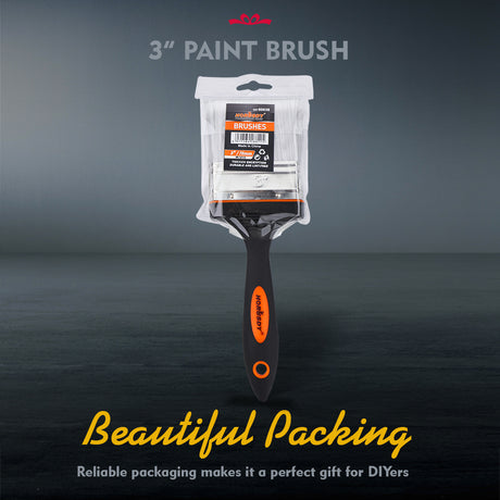 2 inch and 3 inch flat paint brush set with polyester bristles, stainless steel ferrule and plastic handle for paints, stains, acrylics and DIY projects