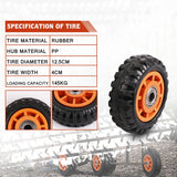 5 inch solid trolley wheel with plastic rim and 15mm bore for wheelbarrows, lawnmowers, carts and hand trucks.