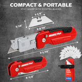 2-in-1 folding utility knife and scraper with SK5 blades, 3-angle locking, built-in blade storage and belt clip