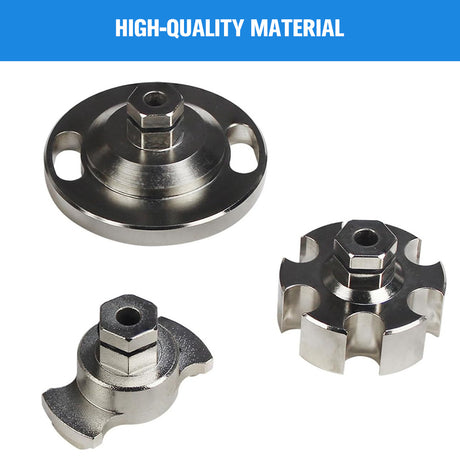 10-piece motorcycle crankshaft puller and separator tool kit for engine repair, includes adaptors and removal tools in blue carry case