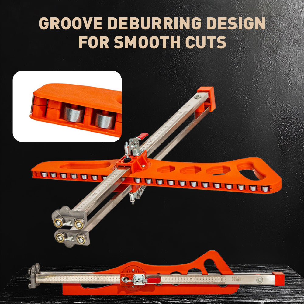 Orange 23-pulley drywall cutter tool with laser scale ruler, foldable arm, adjustable positioner and aluminum alloy cutter holder for cutting gypsum board and plasterboard