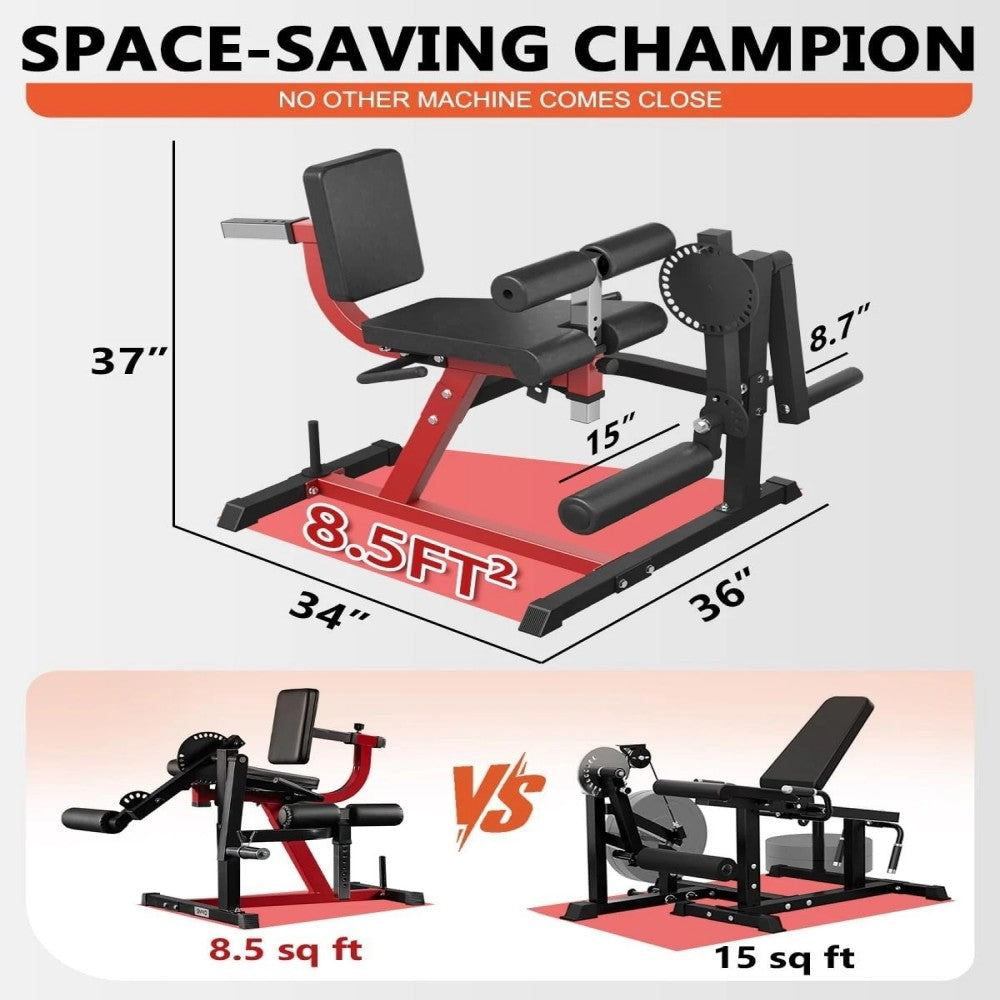 leg extension and curl machine adjustable leg developer home gym equipment compact strength trainer with weight plate holder quad hamstring workout bench