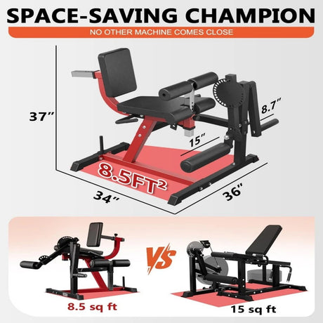 leg extension and curl machine adjustable leg developer home gym equipment compact strength trainer with weight plate holder quad hamstring workout bench