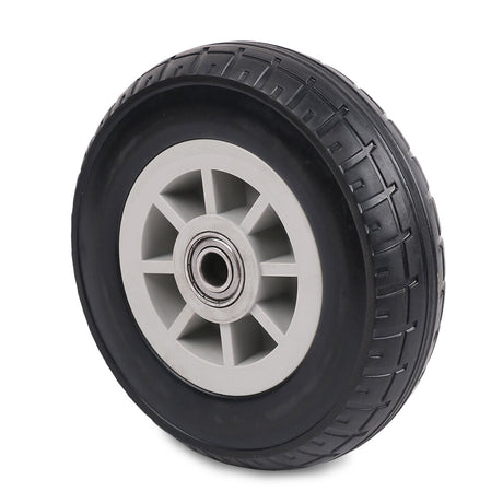 8-inch solid rubber replacement wheel with 15mm bearing bore for carts, trolleys and garden equipment