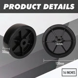Heavy-duty 16-inch nylon caster wheel with 150mm diameter, 50mm width and 16mm bore, designed for trolleys, carts, warehouse equipment and heavy-load applications