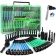 41-piece magnetic nut driver set with SAE and metric nut setters, 1/4 inch dual ratchet handle, universal socket, wing nut driver, bit holder and socket adapters