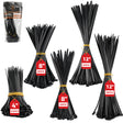 520-piece black nylon cable ties assortment in 4, 8 and 12 inch sizes with self-locking design for wire and cable management
