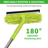 SEDY 2-in-1 Window Squeegee Cleaning Kit with Extendable Pole, Rotating Head and Replaceable Microfiber Covers
