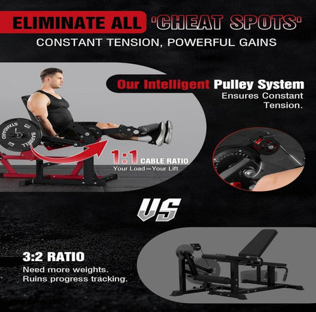 leg extension and curl machine 1:1 cable system adjustable leg developer home gym equipment quad hamstring trainer 400lbs heavy duty strength machine