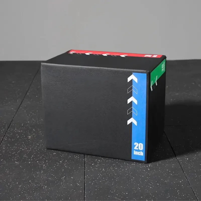 3-in-1 soft foam plyometric jump box with selectable 12/14/16, 16/18/20 or 16/20/24-inch heights for home gym workouts