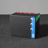 3-in-1 soft foam plyometric jump box with selectable 12/14/16, 16/18/20 or 16/20/24-inch heights for home gym workouts