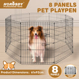 36 inch metal dog playpen 8 panel heavy duty pet exercise pen foldable puppy fence indoor outdoor with door double latch black