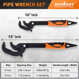 Self-adjusting pipe wrench set with high-carbon steel jaws, non-slip handles and 14–63mm capacity for plumbing, auto repair and home maintenance