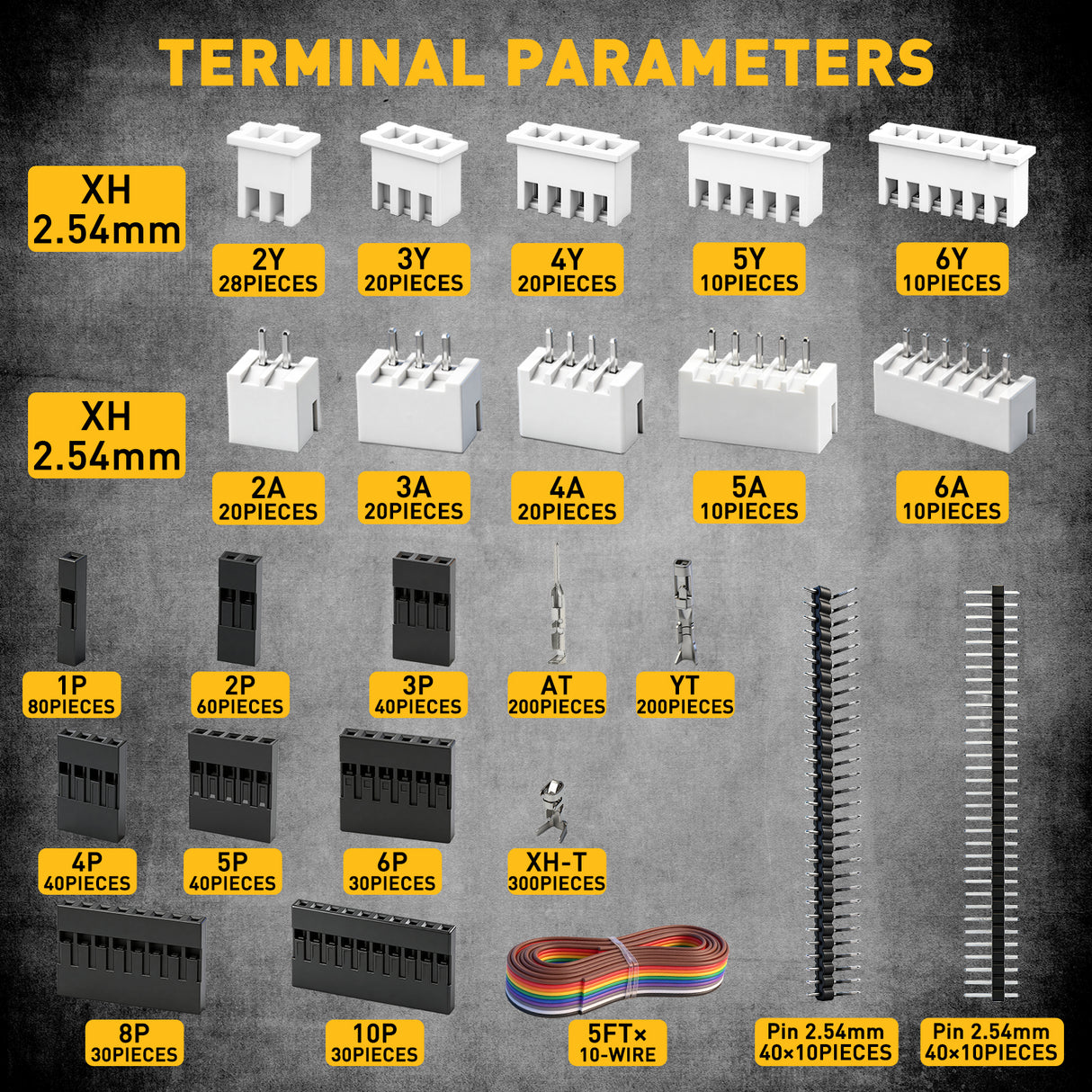 ELEAD 2020 piece electronic terminal kit with ratcheting crimping tool, XH 2.54mm connectors, male and female pin terminals, wiring connector set for electronics repair and automotive wiring