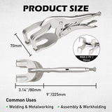 9 inch welding locking pliers with adjustable C-clamp jaws, quick trigger release and 2.75 inch opening for sheet metal, pipe and metalworking