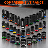 35-piece 1/2-inch drive metric impact socket set with 8-32mm CR-V 6-point deep and shallow sockets and carry case