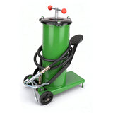 8L green foot-operated grease injector with reinforced hose and metal grease nozzle