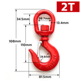 heavy-duty swivel lifting hook with safety latch and red powder-coated finish for rigging, hoisting and material handling