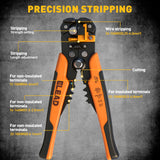 ELEAD wire crimping tool kit with automatic wire stripper, terminal connectors assortment and storage case for electrical wiring repair