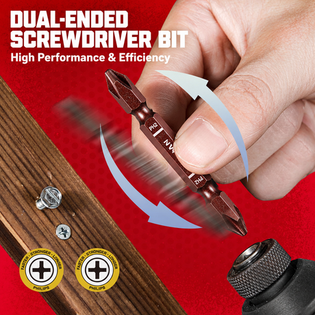 PH2 double-ended impact screwdriver bit set with S2 steel magnetic power bits, torsion zone design, available in 65mm, 90mm and 150mm lengths for impact drivers and drills