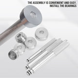 SEDY 17-piece wheel bearing installation tool kit with aluminum driver handles and multi-size bearing discs in blue storage case for car repair