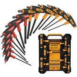 14 piece T handle hex key set CR-V steel metric SAE allen wrench long arm ergonomic grip tool set for automotive repair garage