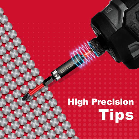 1/4 inch impact magnetic bit holder with quick change hex shank, double locking mechanism, strong magnetic tip and torsion zone, available in 2.5 inch, 3 inch and 6 inch lengths for impact drivers and power drills.