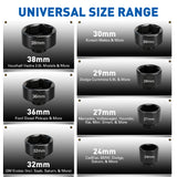 PROFESSIONAL TOOLS 7-piece 3/8-inch drive oil filter socket set with 24-38mm 6-point cap wrenches and storage case