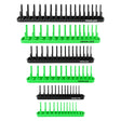 socket organizer tray set with color coded SAE and metric rails for 1/4 3/8 and 1/2 inch drive sockets