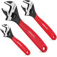 3-piece adjustable wrench set with 6, 8 and 10 inch wide jaw CR-V steel crescent wrenches, metric and SAE scales, red comfort handles