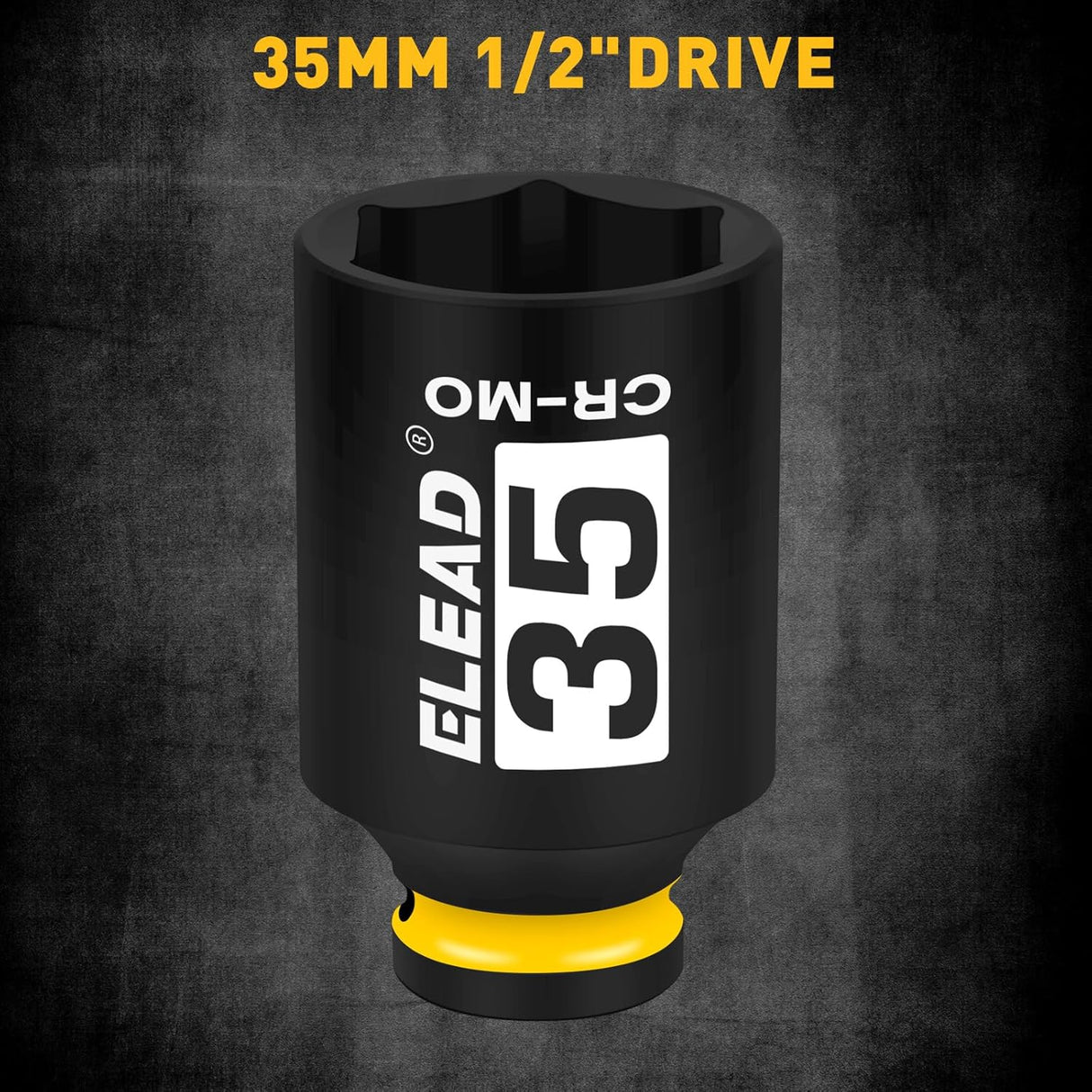 ELEAD CR-MO 1/2-inch drive deep impact socket, heavy duty 6-point axle nut socket for automotive and mechanic use