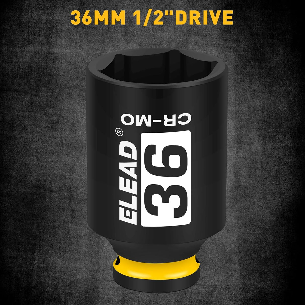 ELEAD 36mm 1/2" Drive Deep Impact Socket, CR-MO 6-Point Axle Nut Socket for Wheel Hub Removal & Automotive Repair