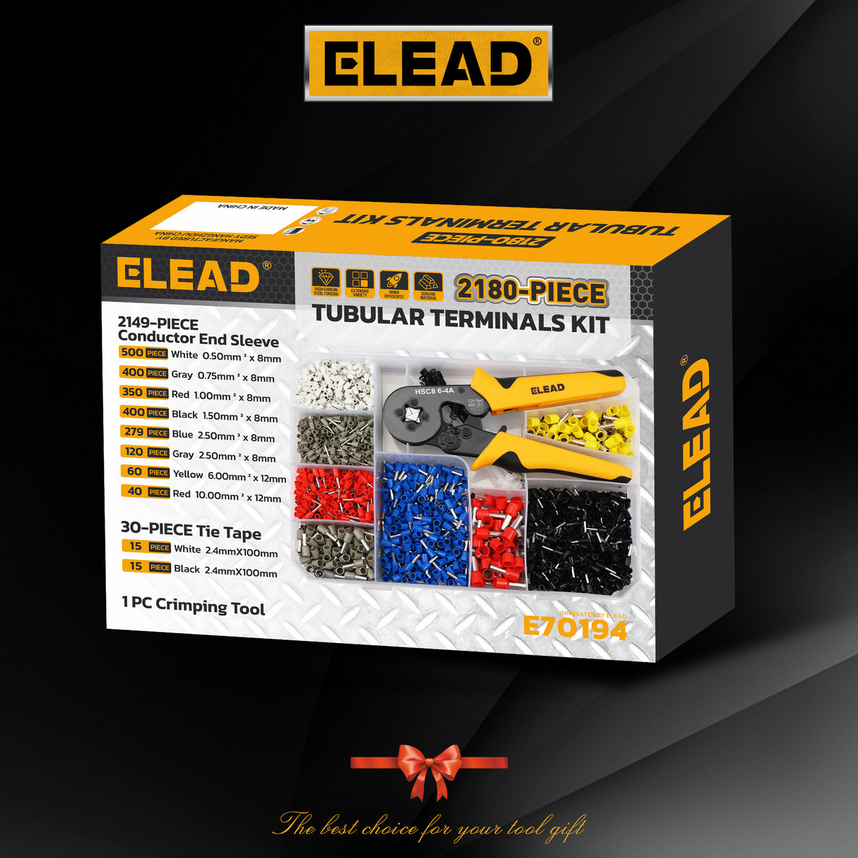 ELEAD ferrule crimping tool kit with 2149 wire ferrules assortment and electrical terminal kit for wiring and control panels
